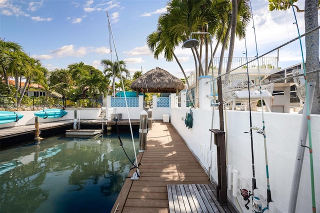 view of dock featuring a water view