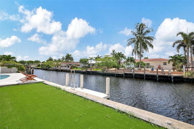 view of dock featuring a water view