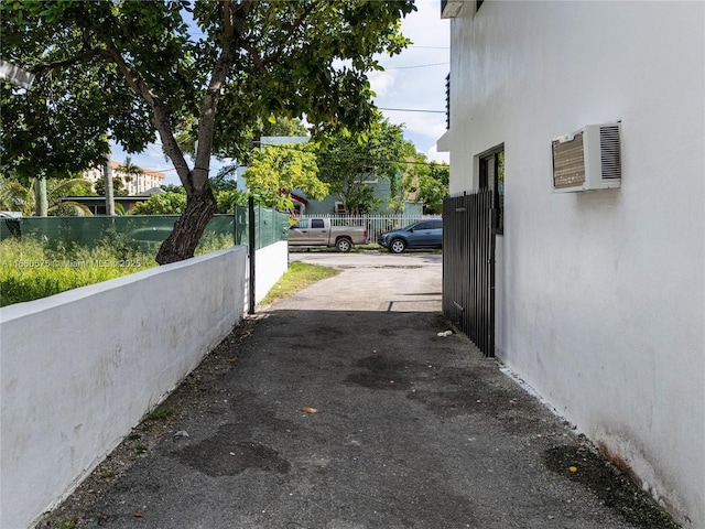 exterior space with an AC wall unit