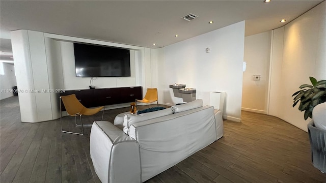 living room featuring dark hardwood / wood-style floors