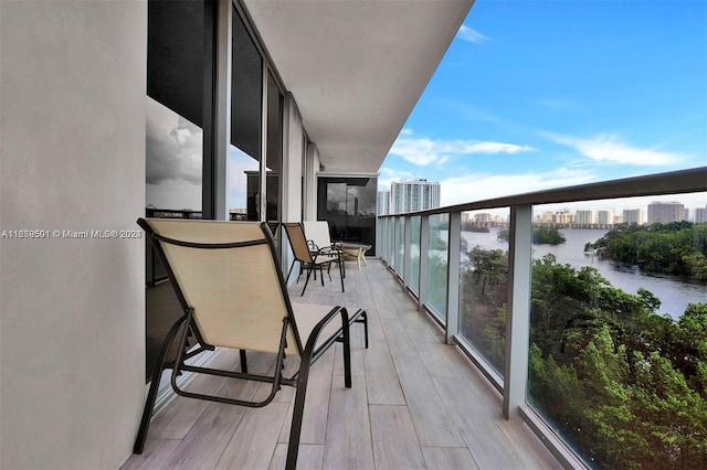 balcony with a water view