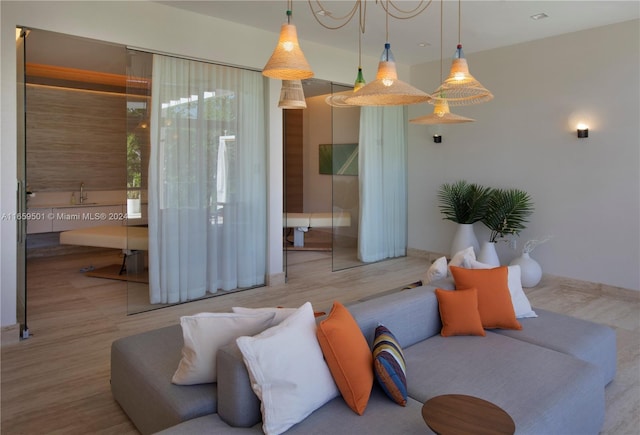 living room featuring light hardwood / wood-style floors