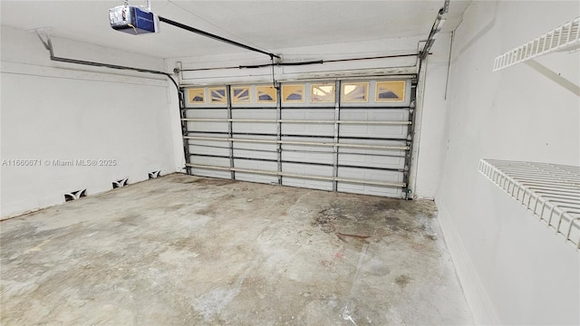 garage with a garage door opener