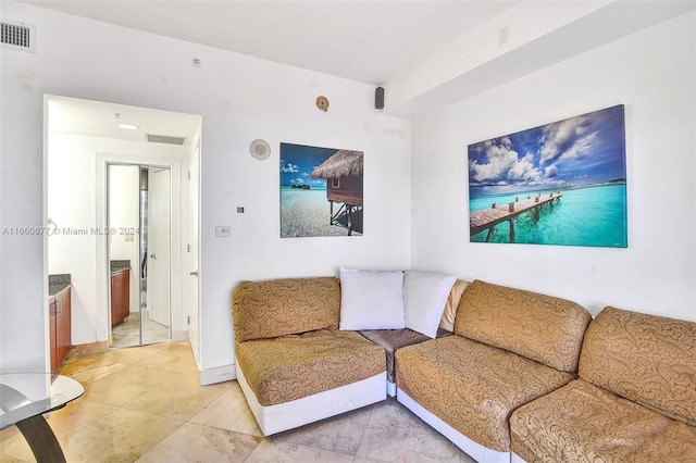 view of tiled living room