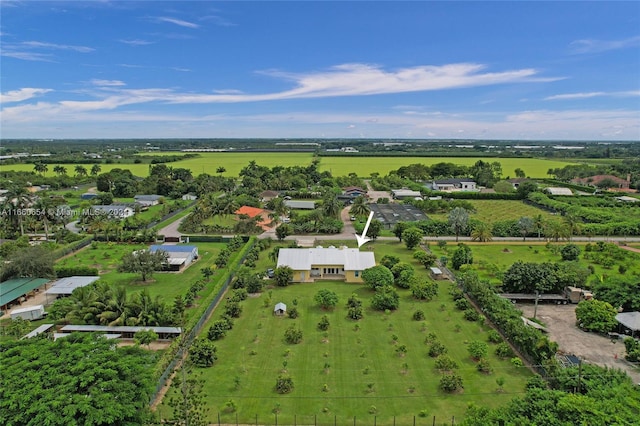 drone / aerial view with a rural view