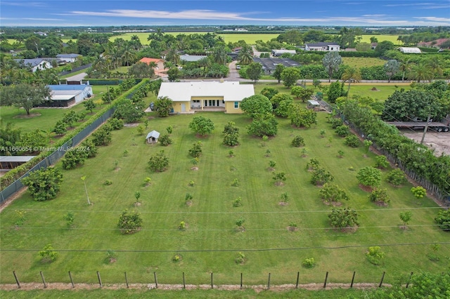 birds eye view of property with a rural view