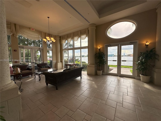 common area featuring a water view