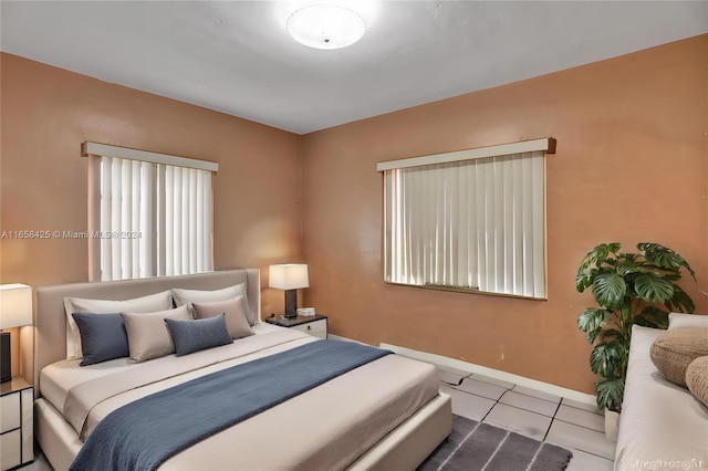 bedroom with tile patterned flooring