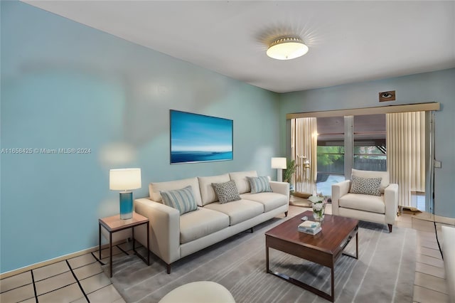 view of tiled living room