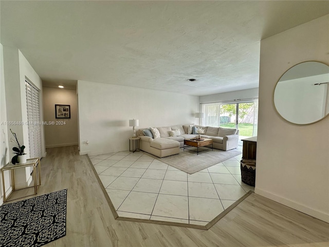 living room with light wood-type flooring