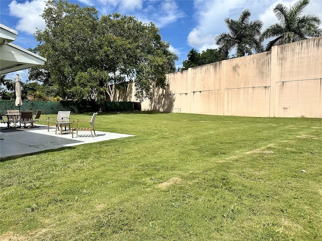 view of yard with a patio area