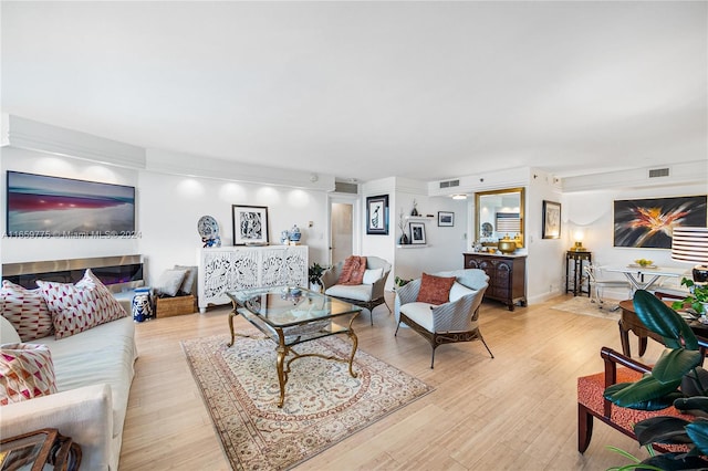 living room featuring light hardwood / wood-style floors