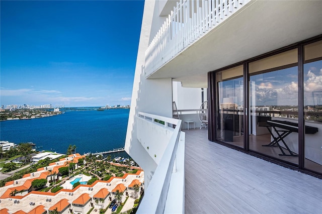 balcony with a water view