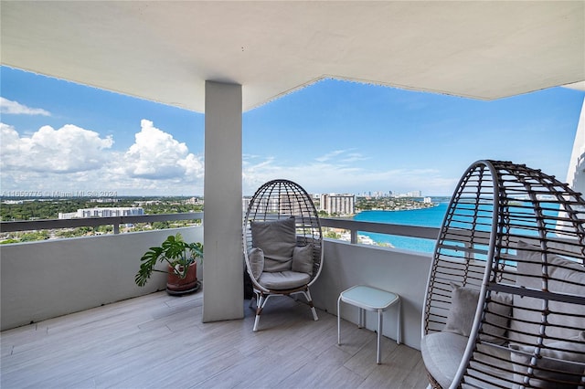 balcony with a water view