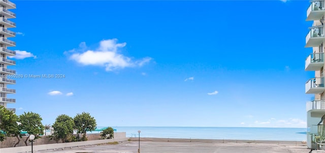 view of water feature with a view of the beach