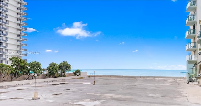 view of water feature with a view of the beach