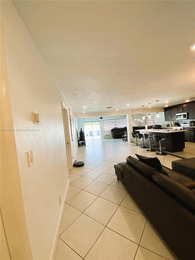 view of tiled living room