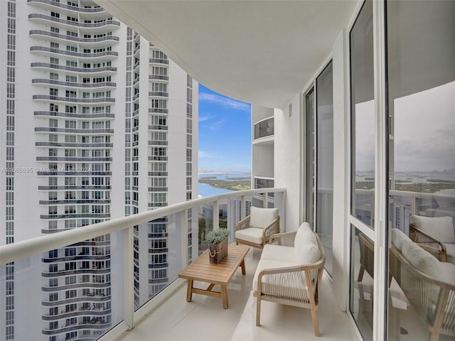 balcony with a water view