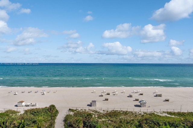 property view of water with a beach view