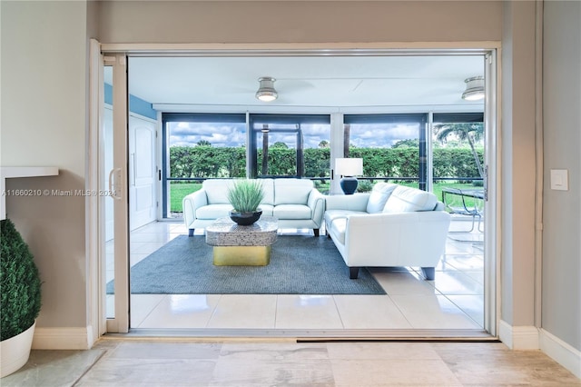 view of tiled living room