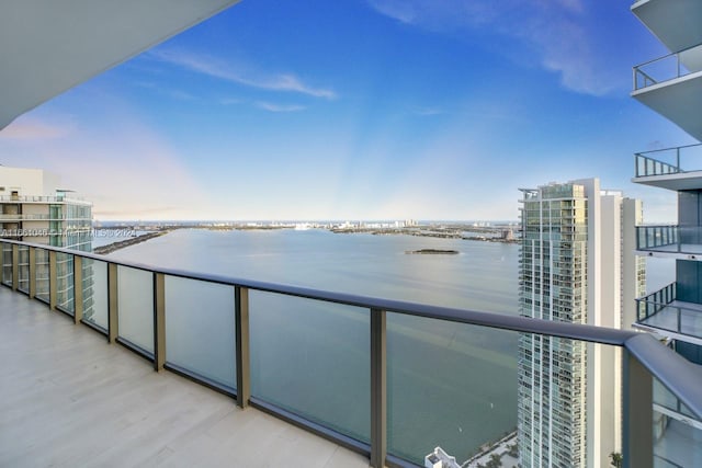 balcony with a water view