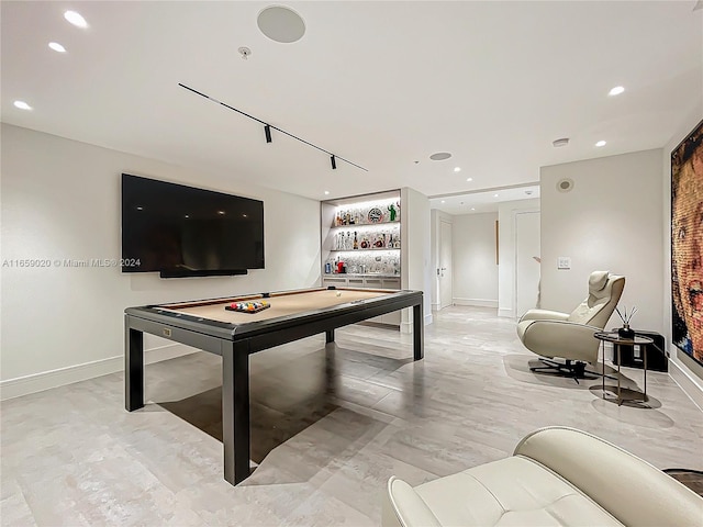 recreation room featuring track lighting and pool table