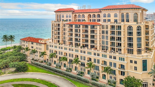 view of property with a water view