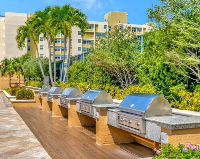 exterior space with an outdoor kitchen and grilling area