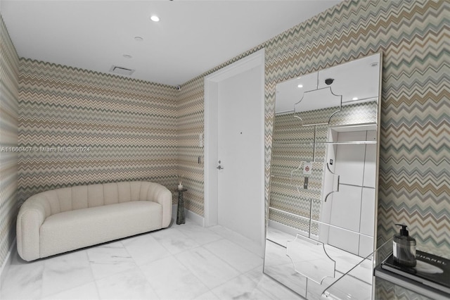 bathroom featuring walk in shower