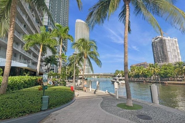 exterior space featuring a water view