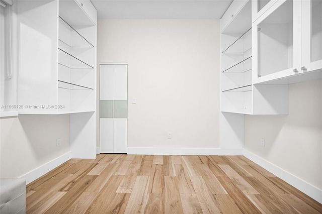 spacious closet with light hardwood / wood-style flooring