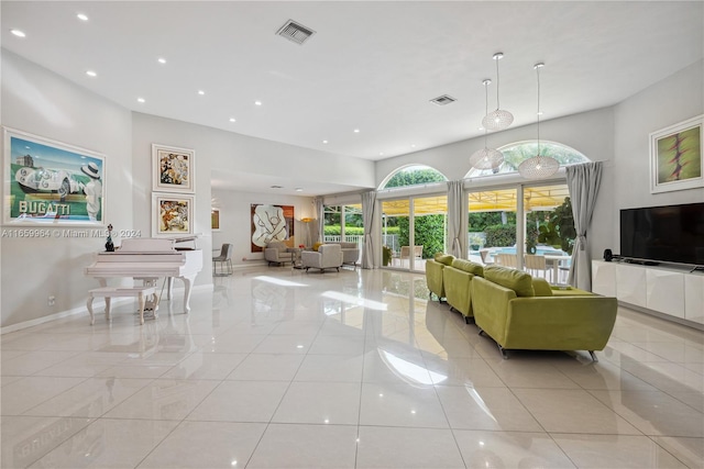 view of tiled living room