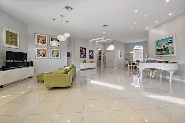 view of tiled living room