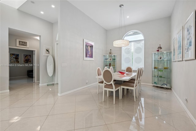 dining space with light tile patterned flooring