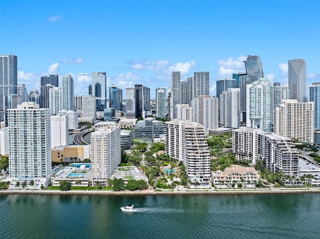 property's view of city with a water view