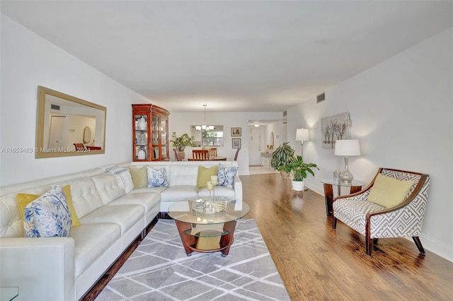 living room featuring hardwood / wood-style flooring