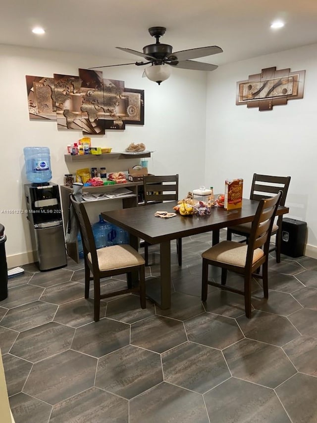 dining area with ceiling fan