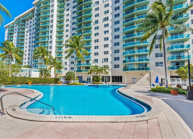 view of pool featuring a patio area