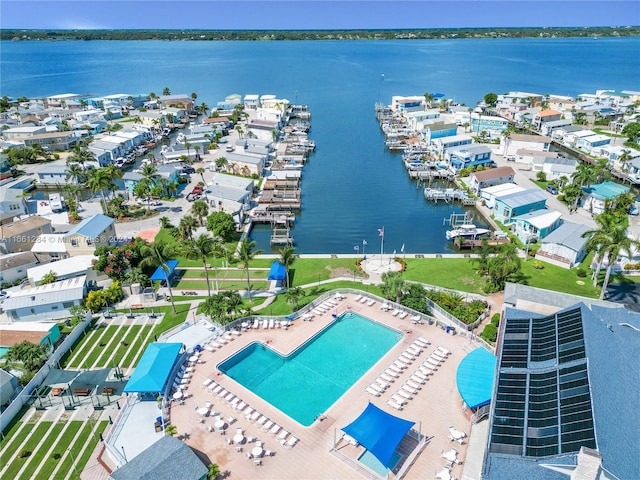 bird's eye view featuring a water view