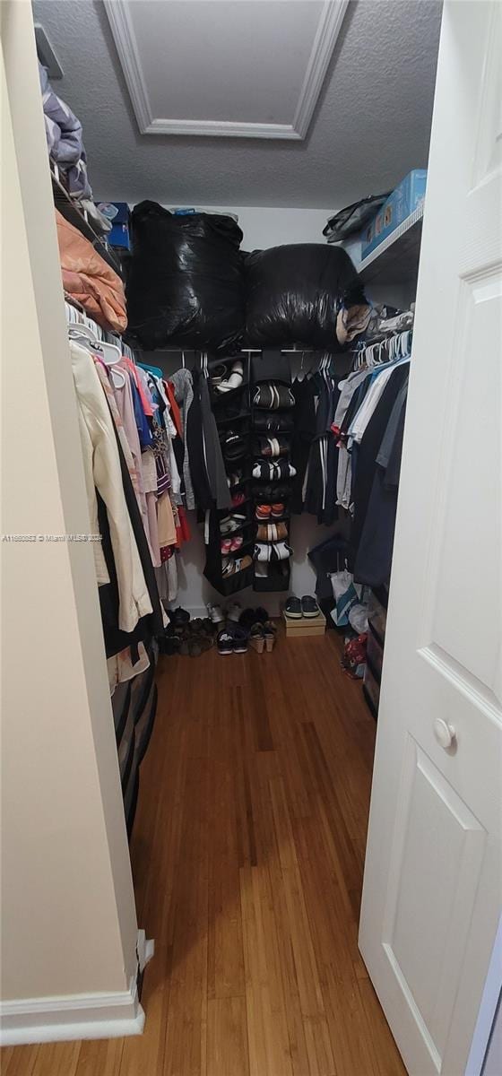 walk in closet featuring hardwood / wood-style floors