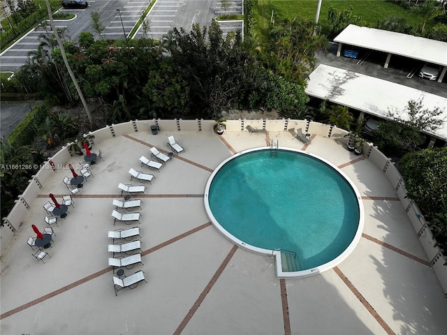 view of pool featuring a patio