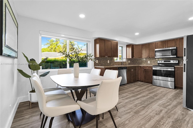 interior space featuring light hardwood / wood-style flooring, a healthy amount of sunlight, and sink