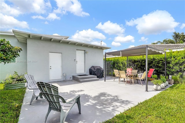 view of patio with area for grilling