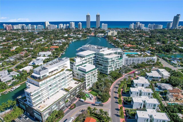 4701 N Meridian Ave Unit 510, Miami Beach, FL 33140 - drone / aerial view of city skyline and a nearby body of water