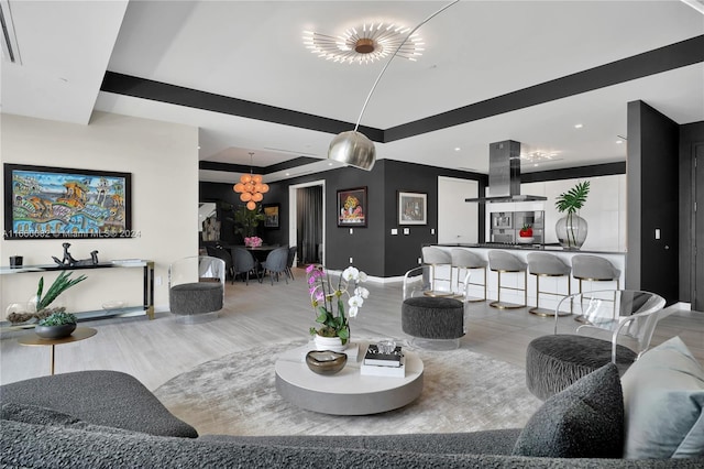 living room with hardwood / wood-style floors