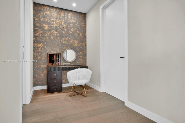 4701 N Meridian Ave Unit 510, Miami Beach, FL 33140 - office area featuring wood finished floors, baseboards, and recessed lighting