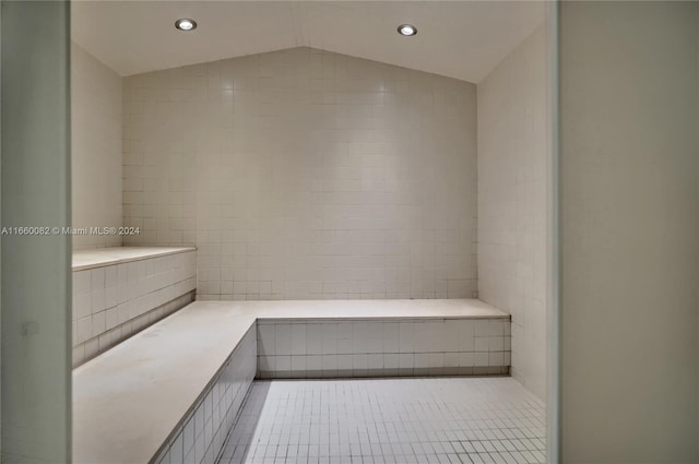 view of sauna with tile patterned flooring