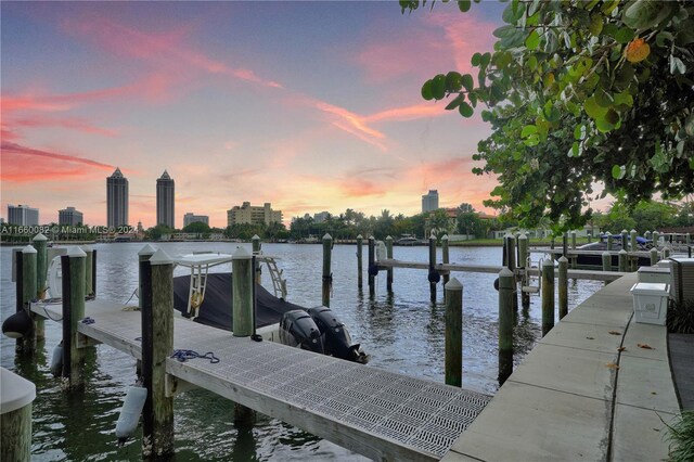 4701 N Meridian Ave Unit 510, Miami Beach, FL 33140 - dock with a water view and a skyline view