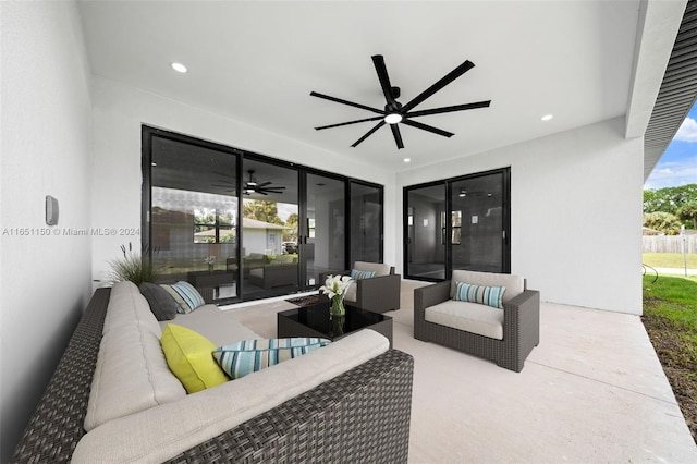 view of patio / terrace with outdoor lounge area and ceiling fan