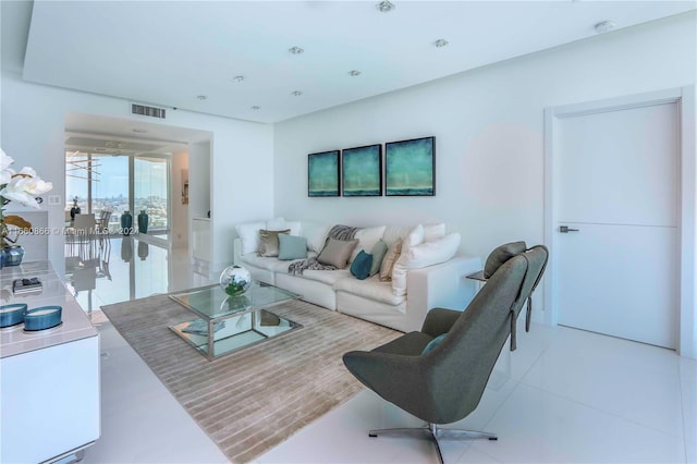 view of tiled living room